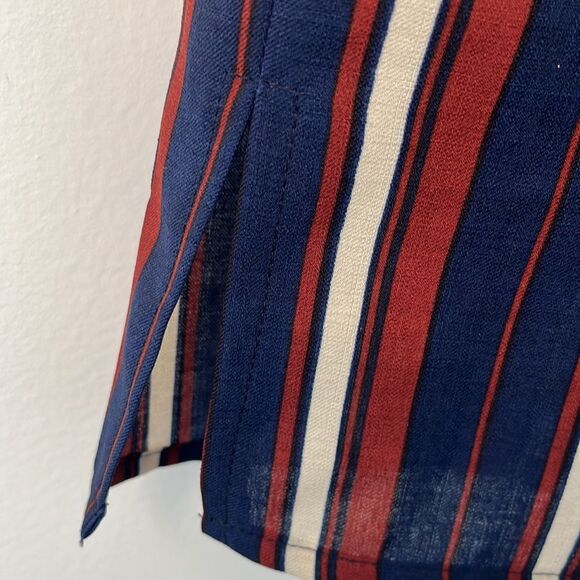 NWT Asos Glamorous Striped Button front shirt Dress small navy burgundy - Picture 10 of 10